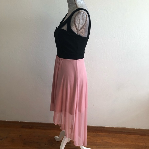 Pompous Girly Black and Pink Fit Flare Dress - Picture 2 of 8